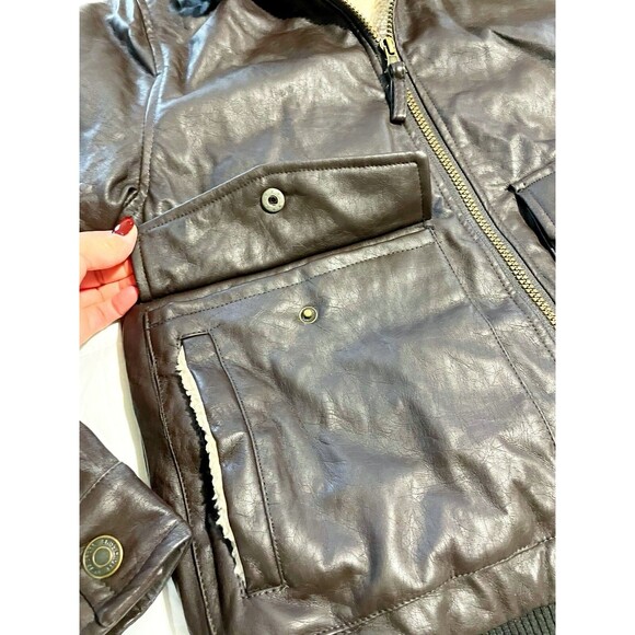 Swiss Cross Boys Water Resistant Coat with Faux Fur Trim Size 10/12 Color Brown - Picture 5 of 7